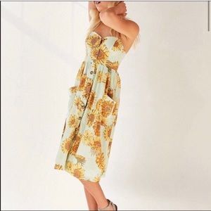 Button Down Midi Sunflower Dress